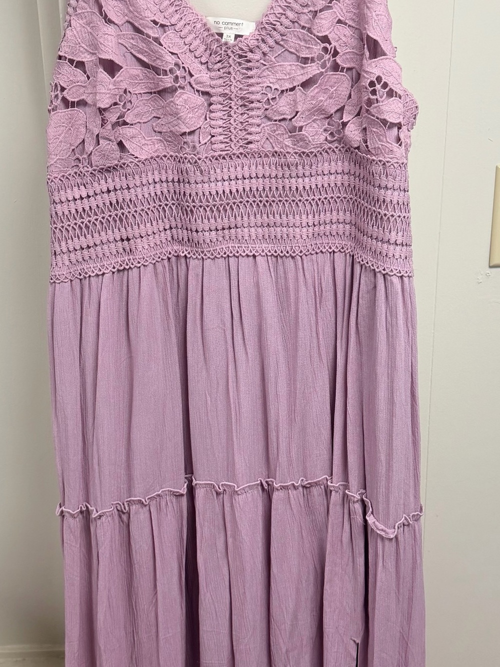 No Comment Lilac Crochet Maxi Dress
